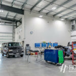 interior shot of back of auto body shop renovated garage
