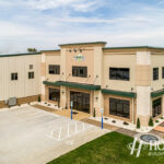 aerial view of newly constructed office space