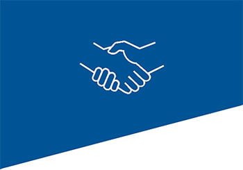 shaking hands outline on a blue with a dark blue background