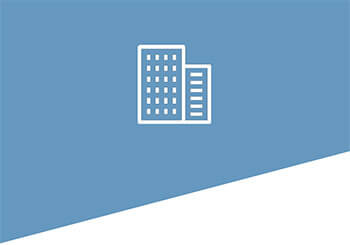 two buildings outline on a light blue background
