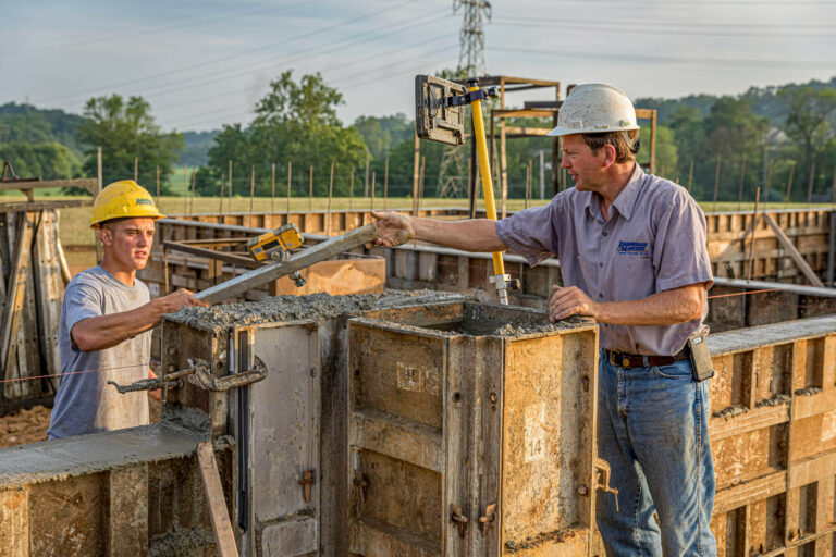 Setting anchor bolt in a pier of a new construction project