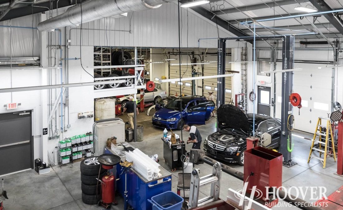 auto garage with concrete floors