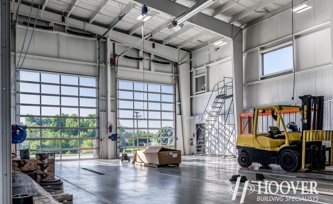 open interior of steel building