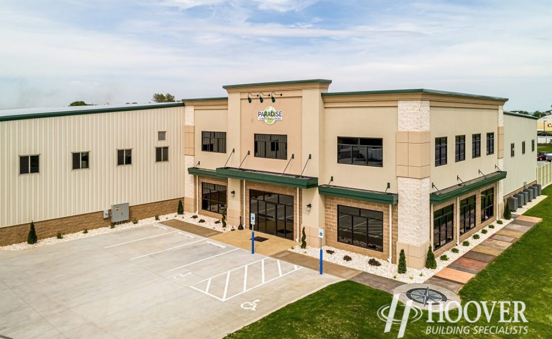 aerial view of newly constructed office space