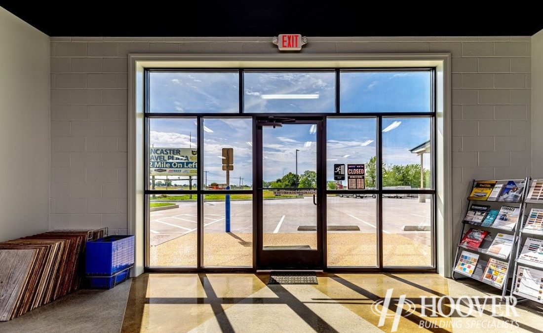 view of front door looking out from inside office space