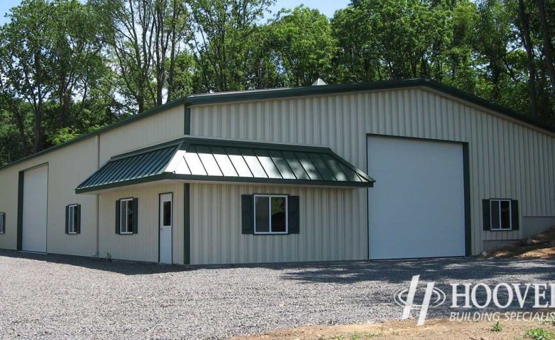 Equipment Storage Building Green Trim