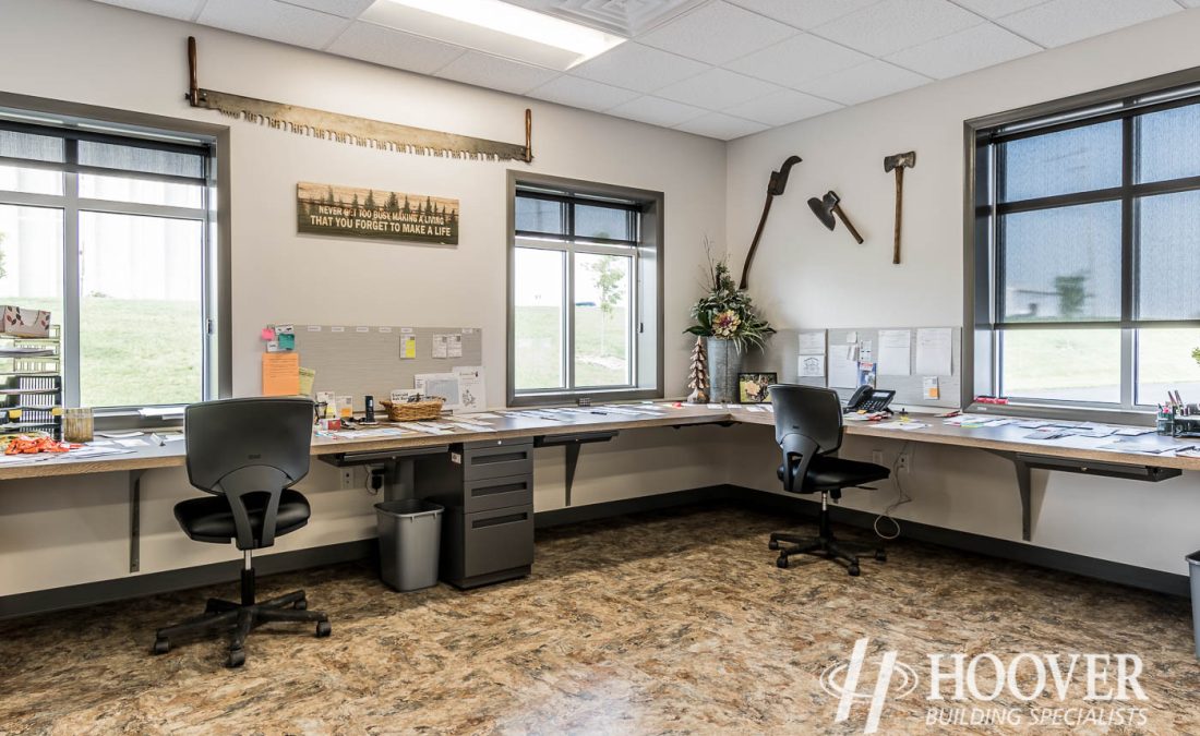 working space with marble floors