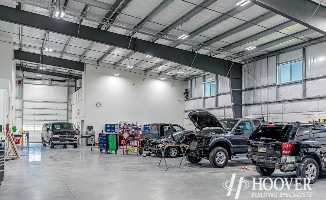 interior shot of newly renovated body shop garage